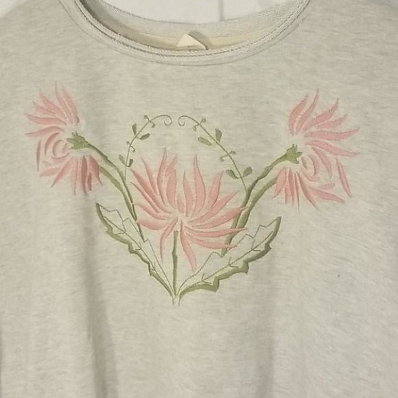 Teaberry & Weave Flower Bloom 3/4 Crop Sweatshirt Top Heather S - Picture 3 of 9